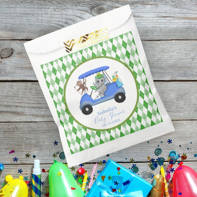 Bolsa De Papel Elefante de bebé y golf de mono (Fill your baby shower favor bag with candy, soaps, and treats!)