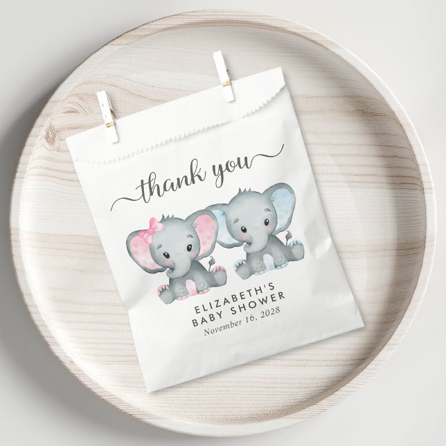 Bolsa De Papel Elefante gemelo Niña Niña Ducha Gracias (Subido por el creador)