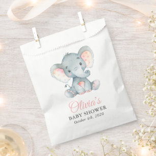 Bolsa De Papel Elefante lindo, elefante pequeño, rosa, Baby Showe