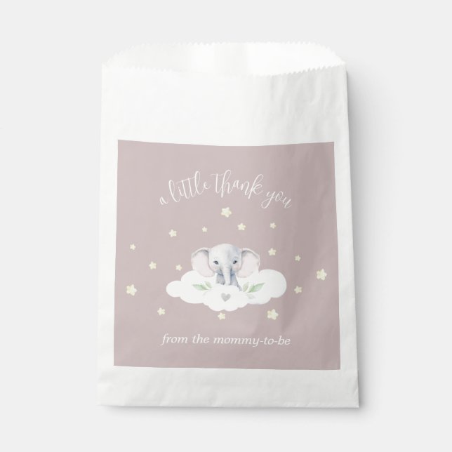 Bolsa De Papel Elefante Rosa de Little Peanut Baby Shower (Anverso)