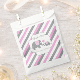 Bolsa De Papel Elefante rosa y gris blanco gracias
