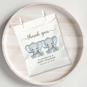 Bolsa De Papel Elefantes gemelos Bebés Ducha Gracias