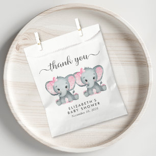 Bolsa De Papel Elefantes gemelos Niñas Bebés Ducha Gracias