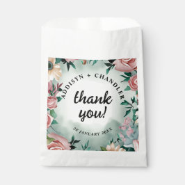 Bolsa De Papel Elegancia de flor pastel: Boda floral verde sabio