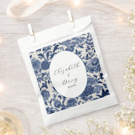 Bolsa De Papel Elegancia porcelana: Boda Floral Azul