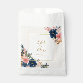 Bolsa De Papel Elegancia salvaje | Boda Naval Rubor & Gold