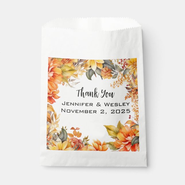 Bolsa De Papel Elegant Autumn Floral Wedding  (Anverso)