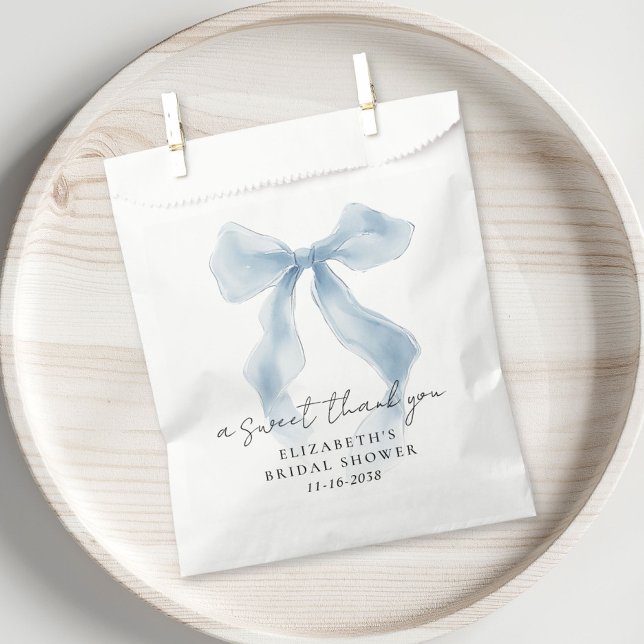 Bolsa De Papel Elegant Blue Bow Bridal Shower Thank You (Elegant Blue Bow Bridal Shower Thank You Favor Bag)