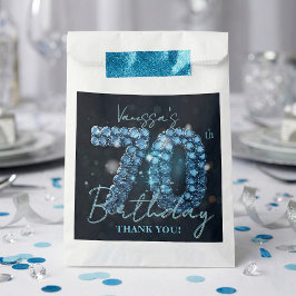 Bolsa De Papel Elegant Blue Diamonds Glamour 70th Birthday Party