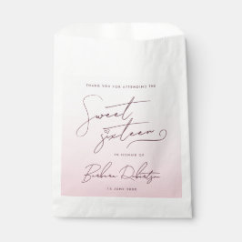 Bolsa De Papel Elegant Blush Pink Ombre Script Sweet Sixteen 