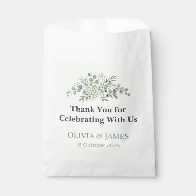Bolsa De Papel Elegant Botanical Wedding Favor Bags (Anverso)