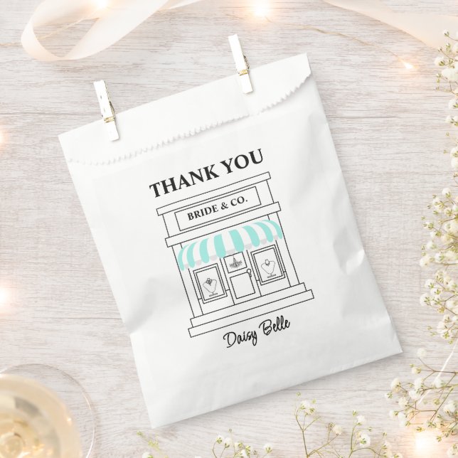 Bolsa De Papel Elegant Bride & Co. Desayuno de Boda Azul Turquesa (Cortado)