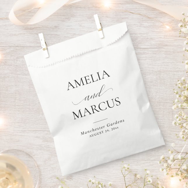 Bolsa De Papel Elegant Classic Script Calligraphy Wedding (Cortado)