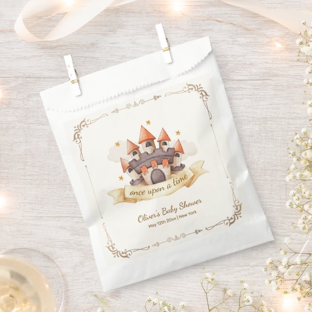 Bolsa De Papel Elegant Fairytale Prince Castle Baby Shower (Cortado)