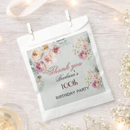 Bolsa De Papel Elegant Floral 100th Birthday 
