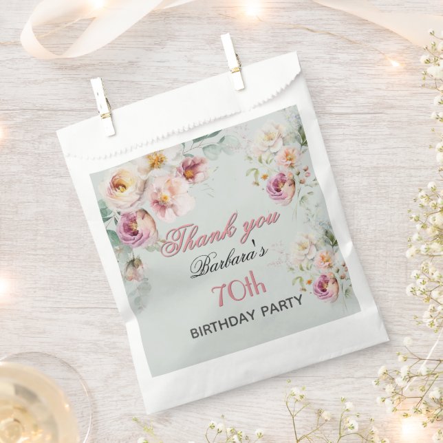 Bolsa De Papel *Elegant Floral 70th Birthday  (Cortado)