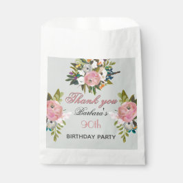 Bolsa De Papel Elegant Floral 90th Birthday 