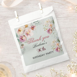 Bolsa De Papel Elegant Floral 90th Birthday 