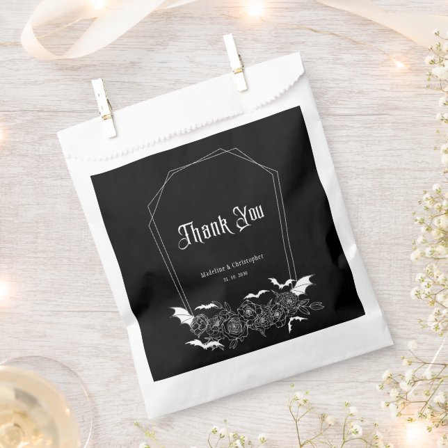 Bolsa De Papel Elegant Gothic Floral Black Wedding (Cortado)