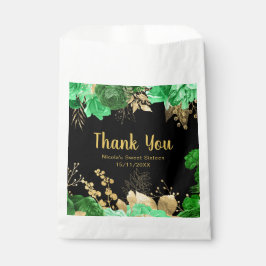 Bolsa De Papel Elegant Green and Gold Flowers Sweet Sixteen