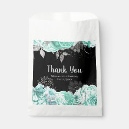 Bolsa De Papel Elegant Green and Silver Flowers Birthday Party