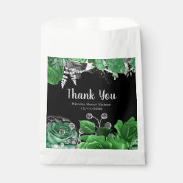 Bolsa De Papel Elegant Green and Silver Flowers Sweet Sixteen 