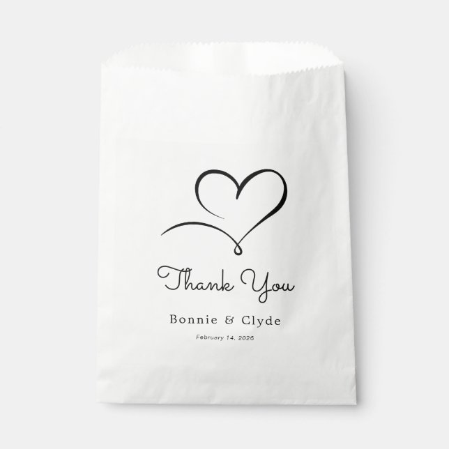 Bolsa De Papel Elegant Heart Mark White Wedding Guest Favor Bag (Anverso)