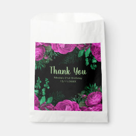 Bolsa De Papel Elegant Hot Pink Flowers Birthday Party