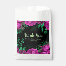 Bolsa De Papel Elegant Hot Pink Flowers Sweet Sixteen