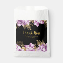 Bolsa De Papel Elegant Lilac and Gold Flowers Birthday Party
