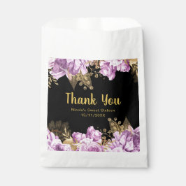 Bolsa De Papel Elegant Lilac and Gold Flowers Sweet Sixteen
