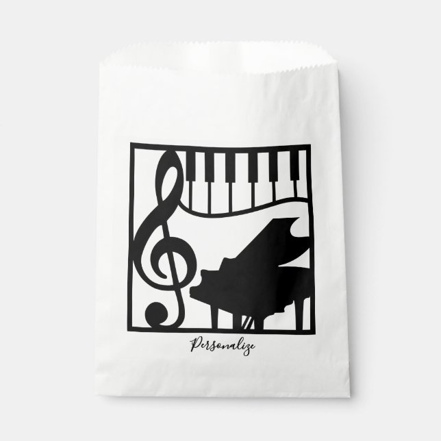 Bolsa De Papel Elegant Music Piano Keyboard Clef Note Stylish (Anverso)