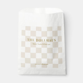 Bolsa De Papel Elegant Neutral Checkered Background Business Name