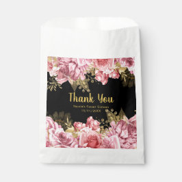 Bolsa De Papel Elegant Pink and Gold Flowers Birthday Party