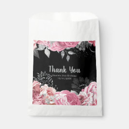 Bolsa De Papel Elegant Pink and Silver Flowers Sweet Sixteen 