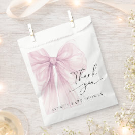 Bolsa De Papel Elegant Pink Bow Baby Shower Thank You