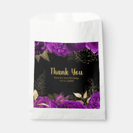 Bolsa De Papel Elegant Purple and Gold Flowers Birthday Party