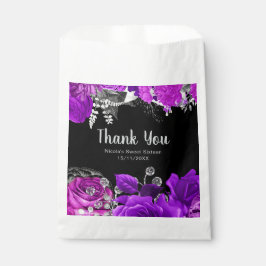 Bolsa De Papel Elegant Purple and Silver Flowers Sweet Sixteen