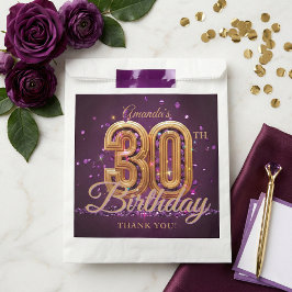 Bolsa De Papel Elegant Purple Gold 30th Birthday Party Thank You
