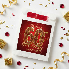 Bolsa De Papel Elegant Red and Gold 60th Birthday Ruby Jewel