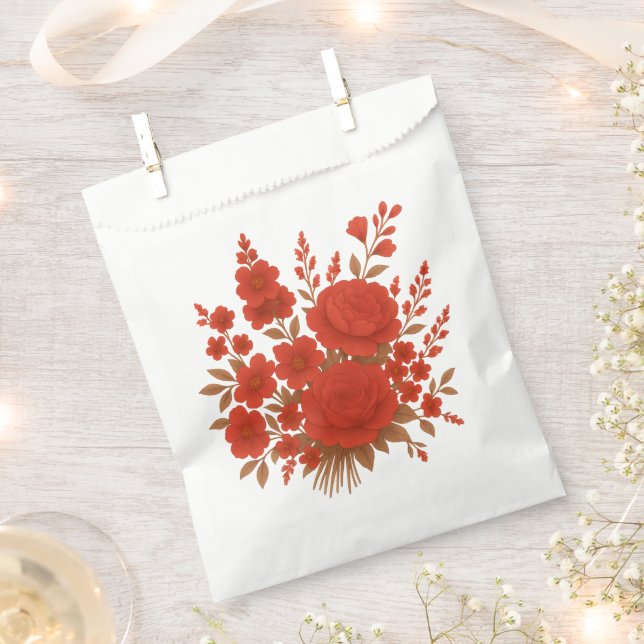 Bolsa De Papel Elegant Red Floral Bouquet with Roses Romantic (Cortado)