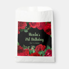 Bolsa De Papel Elegant Red Roses Flowers Birthday Party