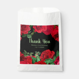 Bolsa De Papel Elegant Red Roses Flowers Birthday Party