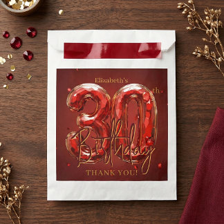Bolsa De Papel Elegant Ruby Red Gold 30th Birthday Thank You