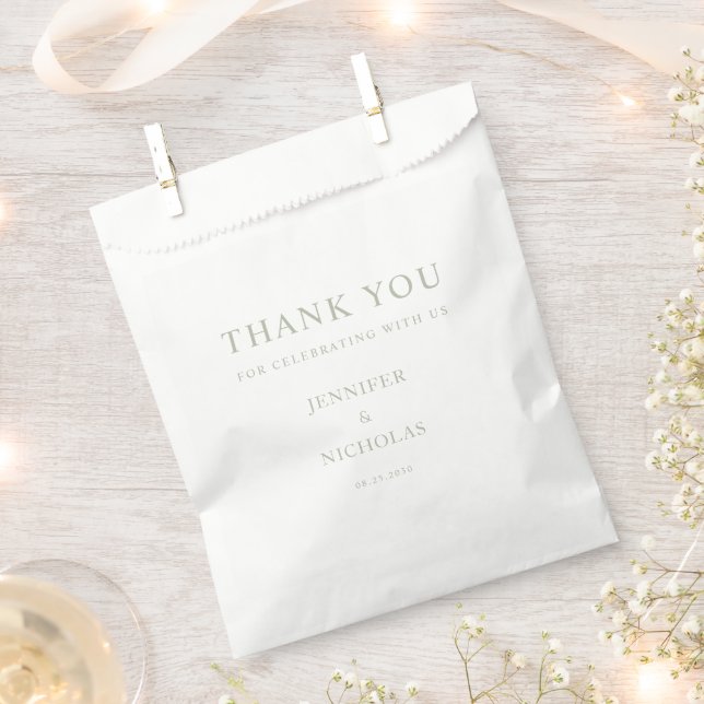 Bolsa De Papel Elegant Sage Green Thank You Wedding (Cortado)