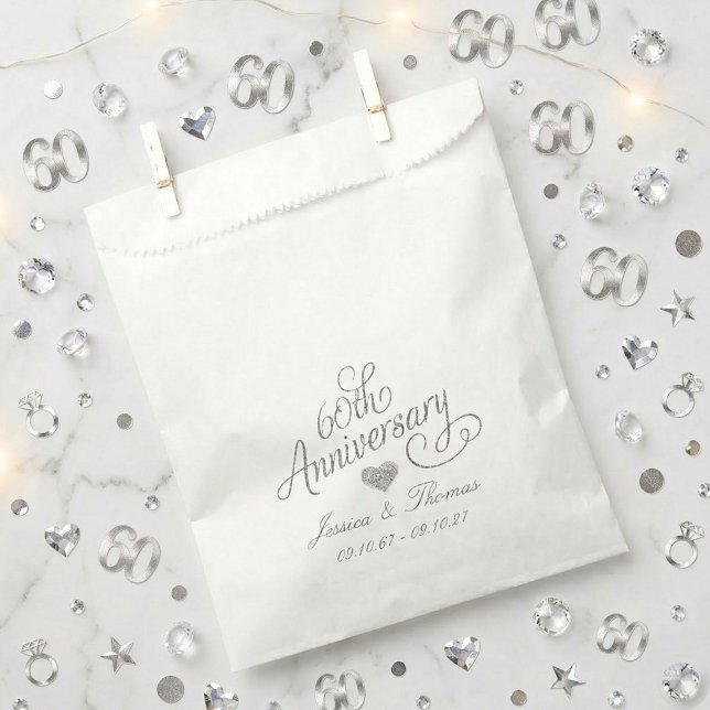 Bolsa De Papel Elegant Script 60th Diamond Wedding Anniversary (Subido por el creador)