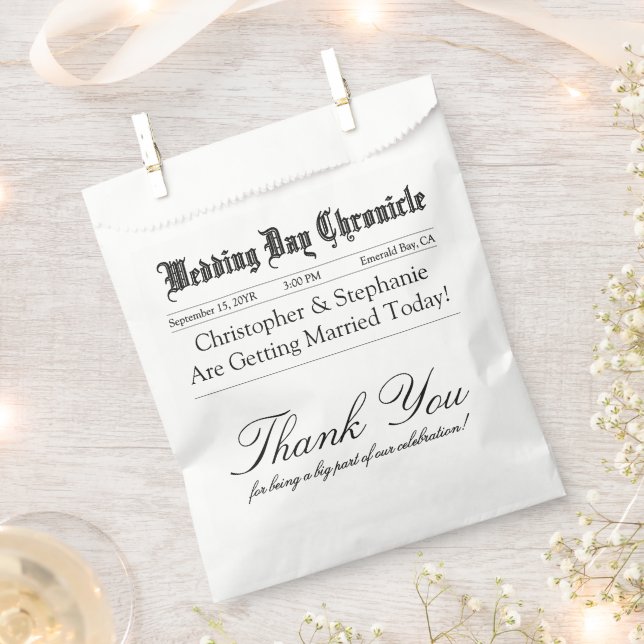 Bolsa De Papel Elegant Script Custom Minimalist Wedding Thank You (Cortado)