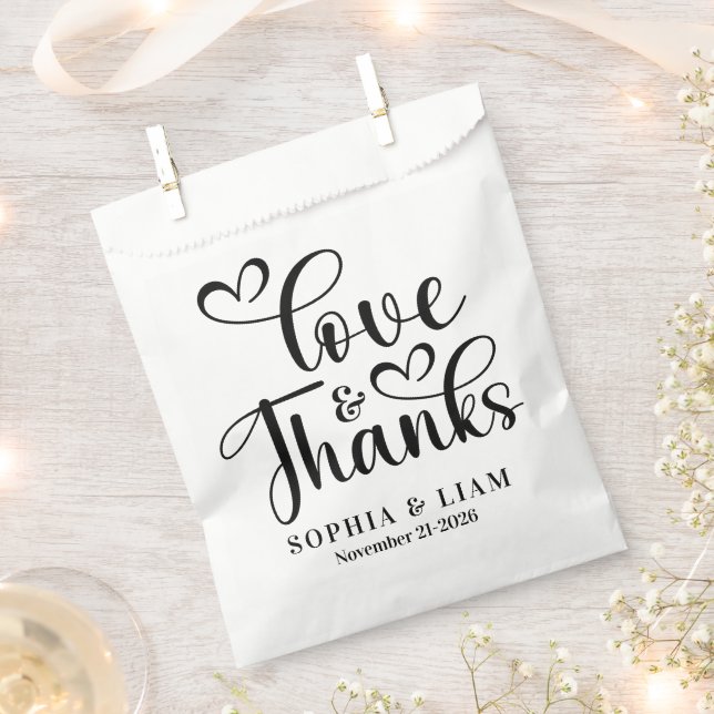 Bolsa De Papel Elegant Script Love and Thanks Wedding (Cortado)