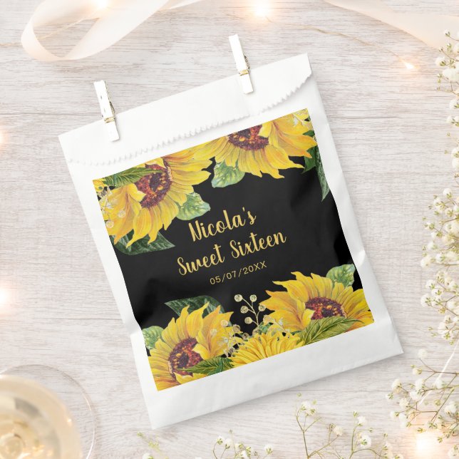 Bolsa De Papel Elegant Sunflowers and Foliage Sweet Sixteen (Cortado)
