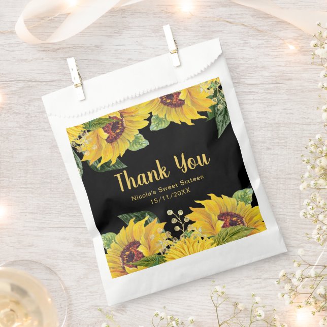Bolsa De Papel Elegant Sunflowers and Foliage Sweet Sixteen (Cortado)